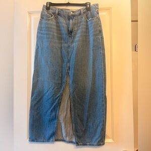 Old Navy Blue Denim Maxi Skirt with Front Slit